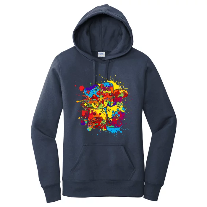 Control All The Things Video Game Controller Paint Splash Funny Gift Women's Pullover Hoodie