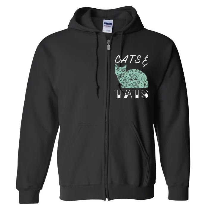 Cats And Tats, Cat Lover Gift Full Zip Hoodie