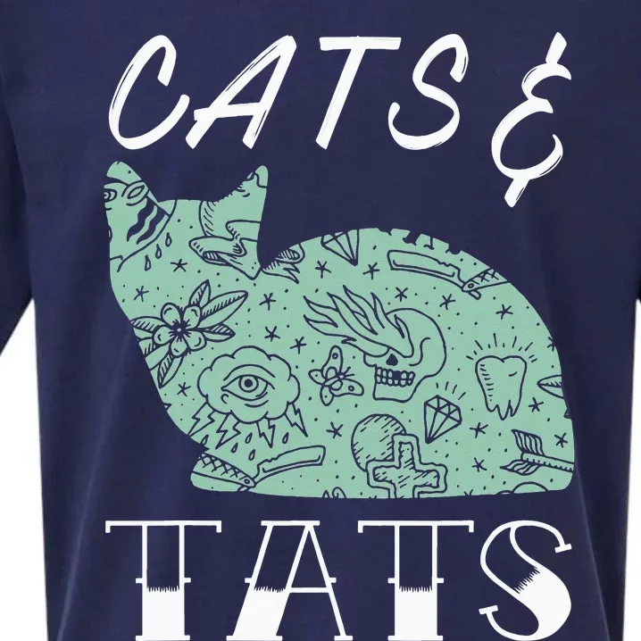 Cats And Tats, Cat Lover Gift Sueded Cloud Jersey T-Shirt