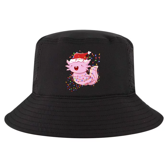 Cute Axolotl Tangled In Christmas Lights Santa Hat Cool Comfort Performance Bucket Hat