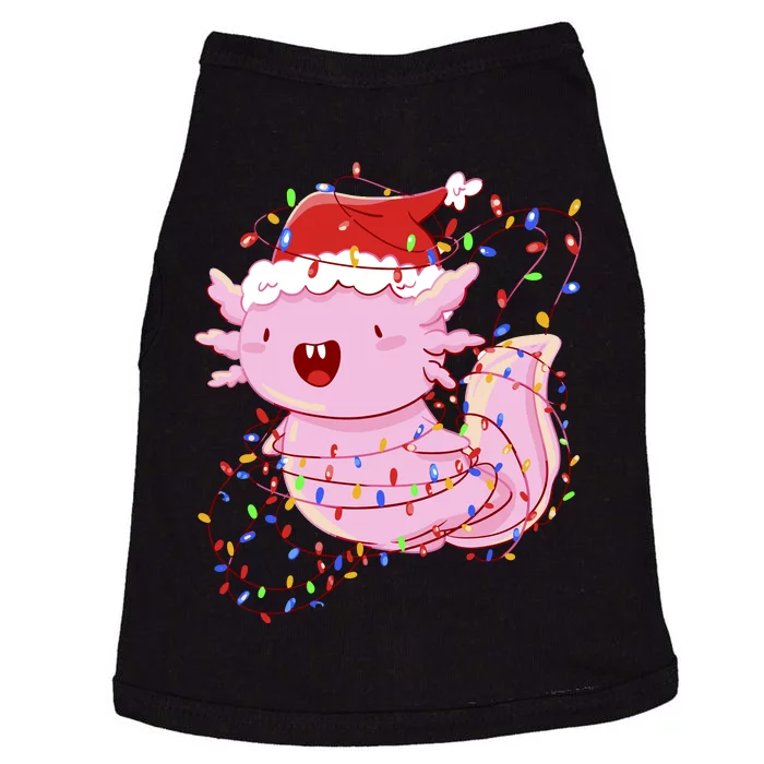 Cute Axolotl Tangled In Christmas Lights Santa Hat Doggie Tank