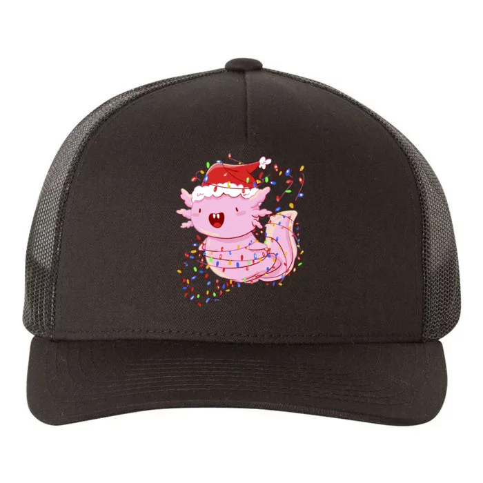 Cute Axolotl Tangled In Christmas Lights Santa Hat Yupoong Adult 5-Panel Trucker Hat