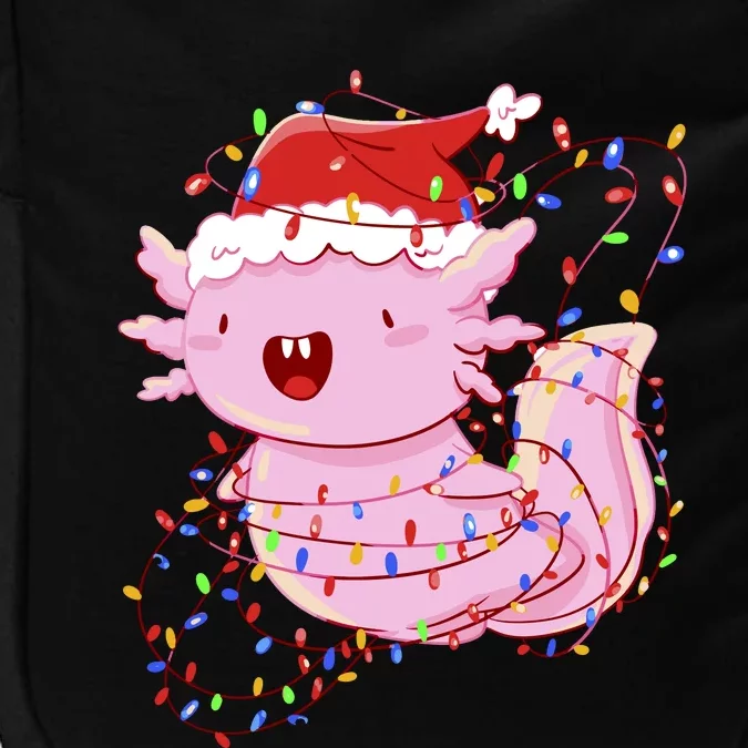 Cute Axolotl Tangled In Christmas Lights Santa Hat Impact Tech Backpack