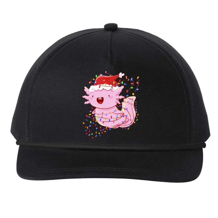 Cute Axolotl Tangled In Christmas Lights Santa Hat Snapback Five-Panel Rope Hat