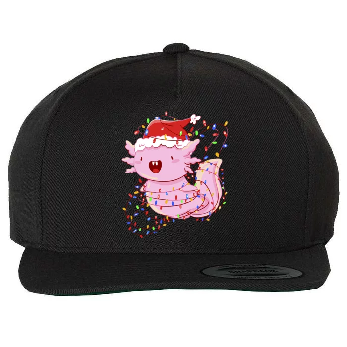 Cute Axolotl Tangled In Christmas Lights Santa Hat Wool Snapback Cap