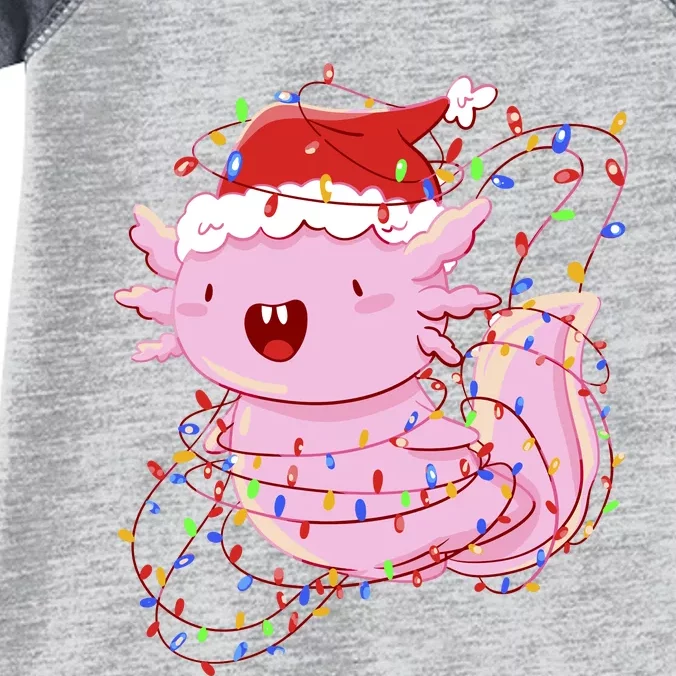 Cute Axolotl Tangled In Christmas Lights Santa Hat Infant Baby Jersey Bodysuit