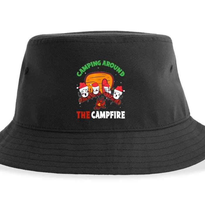 Camping Around The Campfire Chirtsmas Gift Funny Xmas Sustainable Bucket Hat