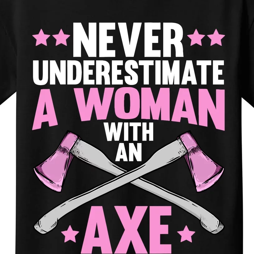 Cool Axe Throwing For Wo Girl Ax Thrower Tree Lumberjack Kids T-Shirt