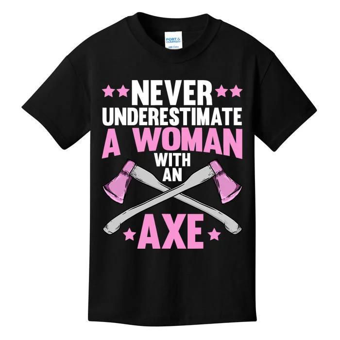 Cool Axe Throwing For Wo Girl Ax Thrower Tree Lumberjack Kids T-Shirt