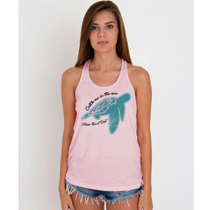 Catch Me In The Sea How Bout Dat Women's Knotted Racerback Tank