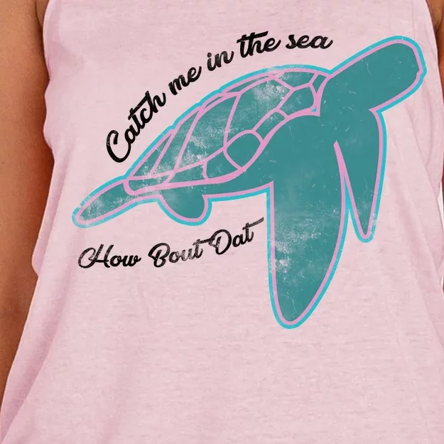 Catch Me In The Sea How Bout Dat Women's Knotted Racerback Tank