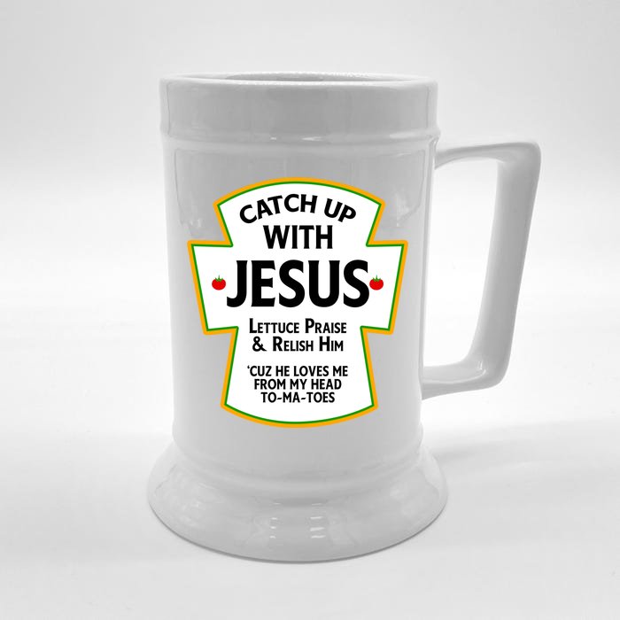 Catch Up With Jesus Front & Back Beer Stein