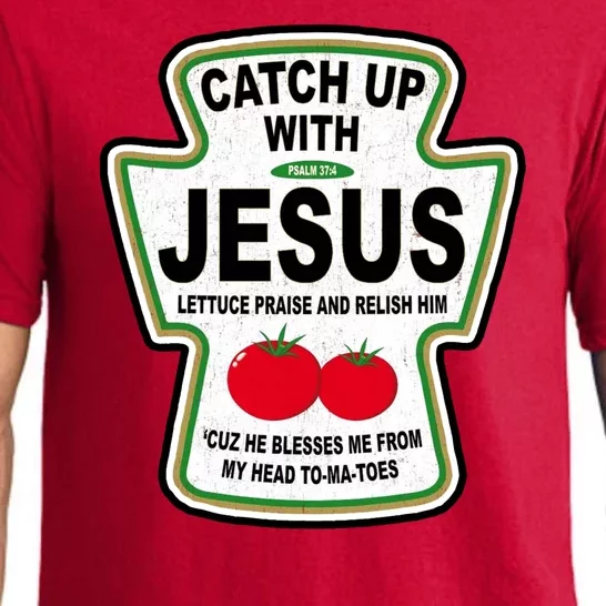 Catch Up With Jesus Funny Ketchup Faith Pajama Set