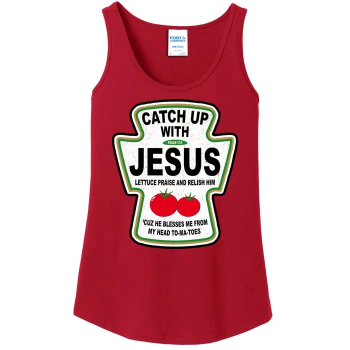 Catch Up With Jesus Funny Ketchup Faith Ladies Essential Tank