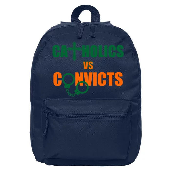 Catholics Vs. Convicts 1988 Cross and Handcuffs 16 in Basic Backpack