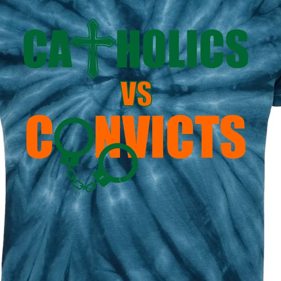 Catholics Vs. Convicts 1988 Cross and Handcuffs Kids Tie-Dye T-Shirt