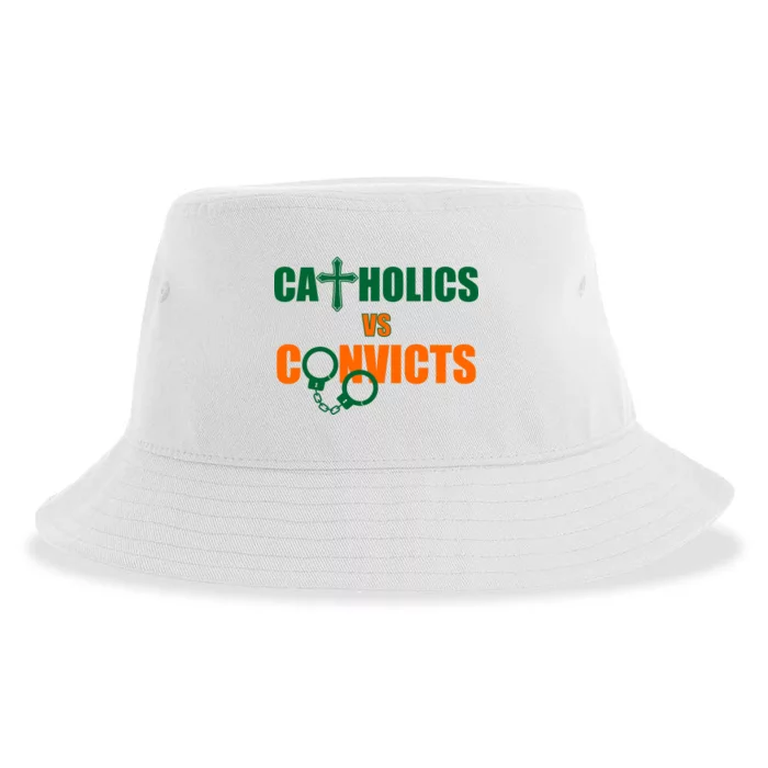 Catholics Vs. Convicts 1988 Cross and Handcuffs Sustainable Bucket Hat