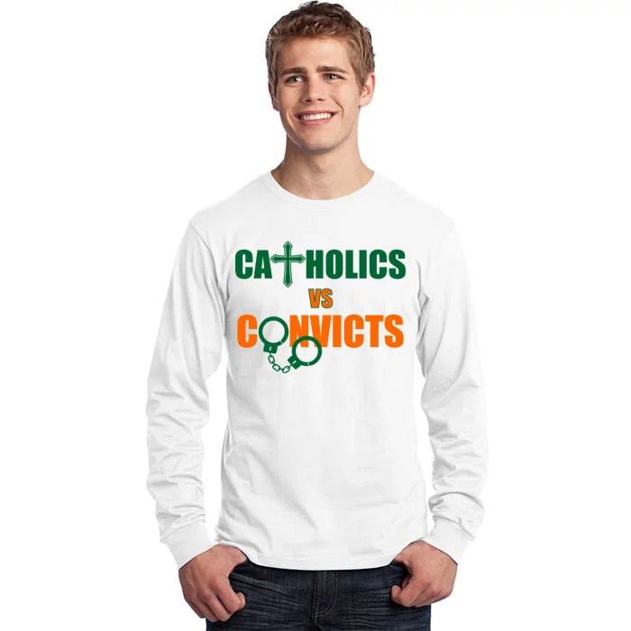 Catholics Vs. Convicts 1988 Cross and Handcuffs Tall Long Sleeve T-Shirt