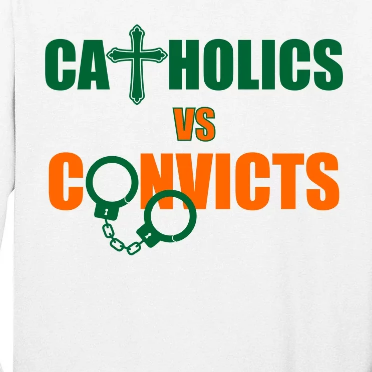 Catholics Vs. Convicts 1988 Cross and Handcuffs Tall Long Sleeve T-Shirt