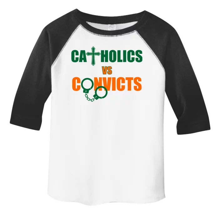 Catholics Vs. Convicts 1988 Cross and Handcuffs Toddler Fine Jersey T-Shirt