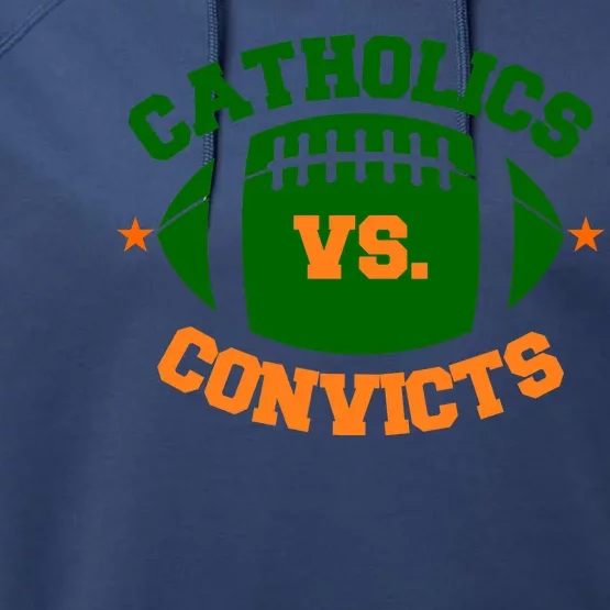 Catholics Vs. Convicts 1988 Football Logo Performance Fleece Hoodie