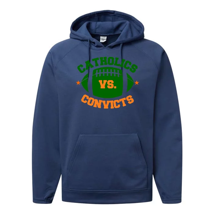 Catholics Vs. Convicts 1988 Football Logo Performance Fleece Hoodie