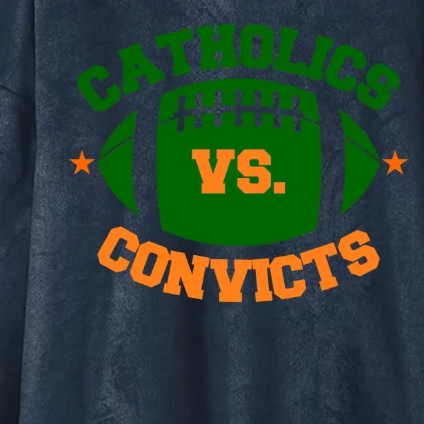 Catholics Vs. Convicts 1988 Football Logo Hooded Wearable Blanket