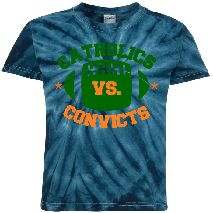 Catholics Vs. Convicts 1988 Football Logo Kids Tie-Dye T-Shirt