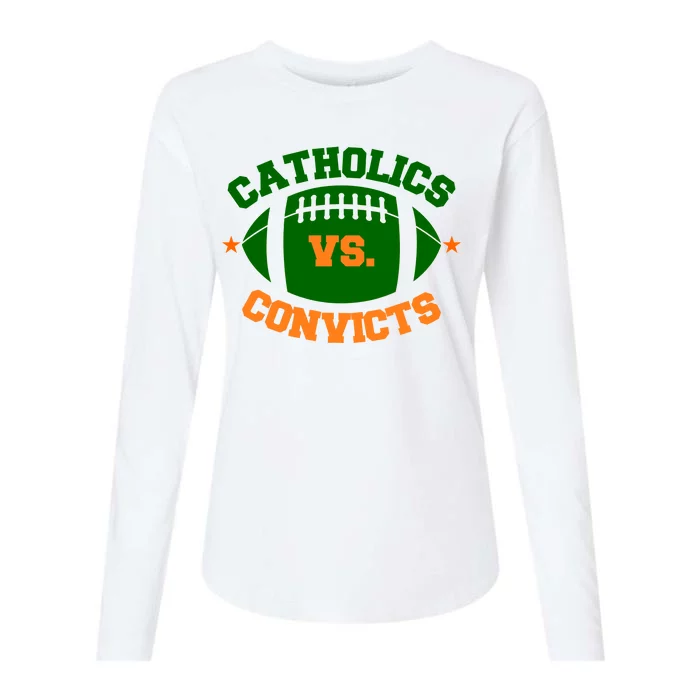 Catholics Vs. Convicts 1988 Football Logo Womens Cotton Relaxed Long Sleeve T-Shirt