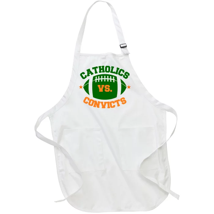 Catholics Vs. Convicts 1988 Football Logo Full-Length Apron With Pocket