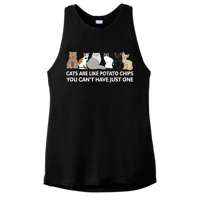 Cats Are Like Potato Chips Ladies Tri-Blend Wicking Tank