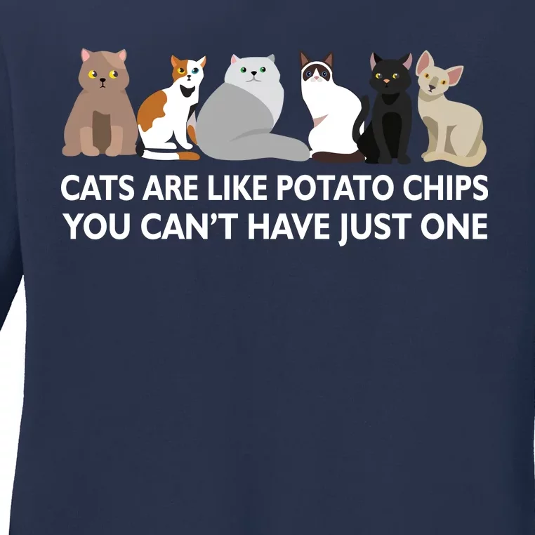 Cats Are Like Potato Chips Ladies Long Sleeve Shirt