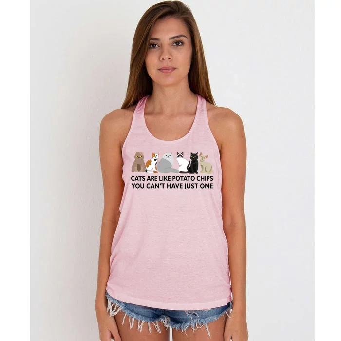 Cats Are Like Potato Chips Women's Knotted Racerback Tank