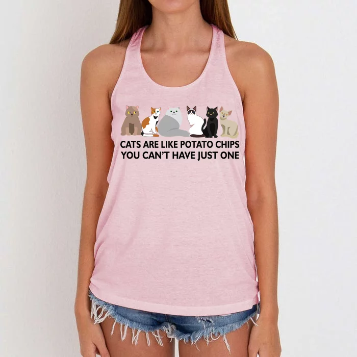 Cats Are Like Potato Chips Women's Knotted Racerback Tank