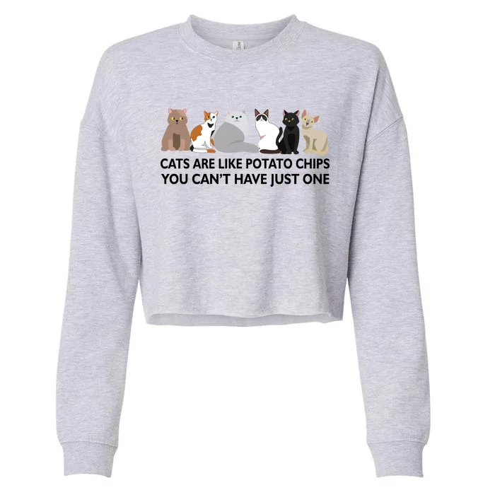 Cats Are Like Potato Chips Cropped Pullover Crew