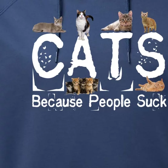 Cats Because People Suck Performance Fleece Hoodie