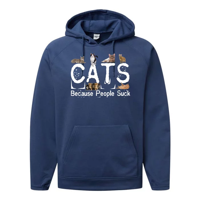 Cats Because People Suck Performance Fleece Hoodie