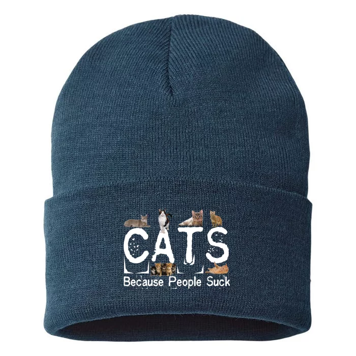 Cats Because People Suck Sustainable Knit Beanie