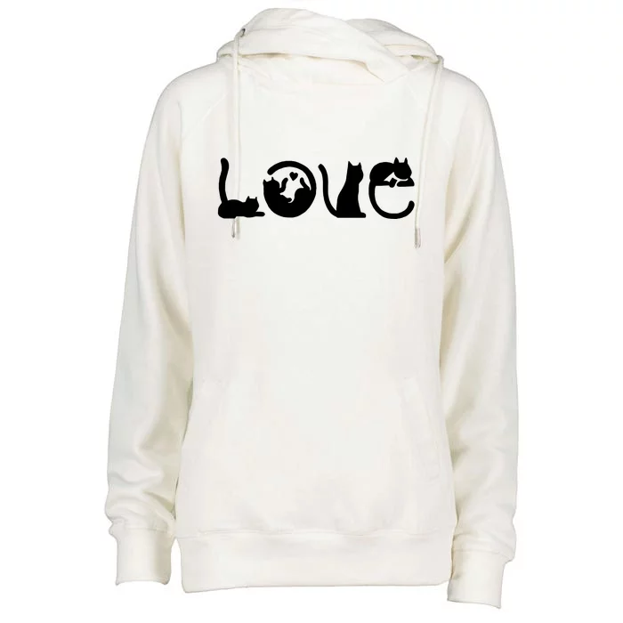 Cats Love Logo Womens Funnel Neck Pullover Hood