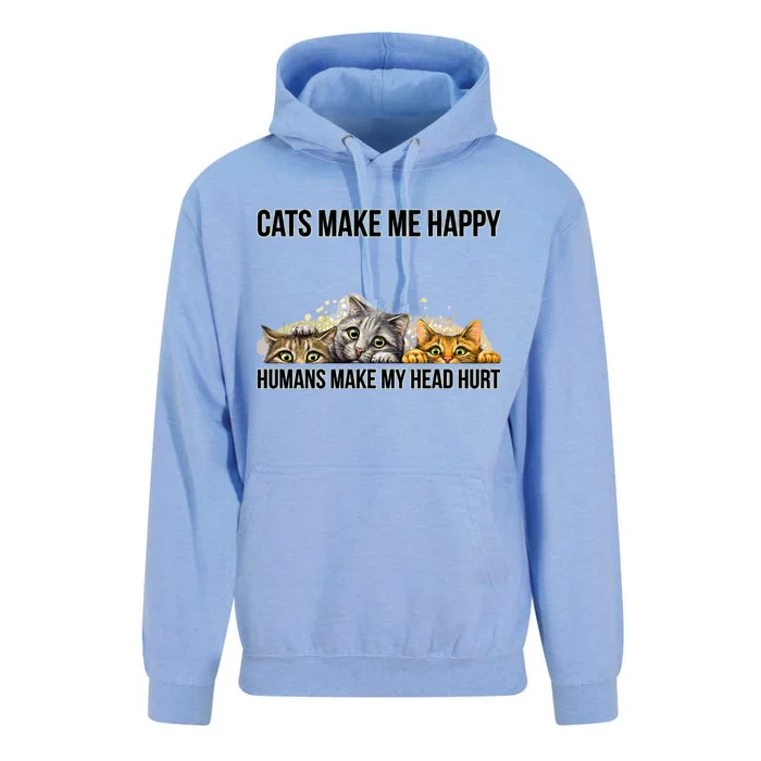 Cats Make Me Happy Humans Hurt My Head Unisex Surf Hoodie