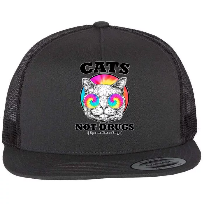 Cats Not Drugs Ok Sometimes Drugs Flat Bill Trucker Hat