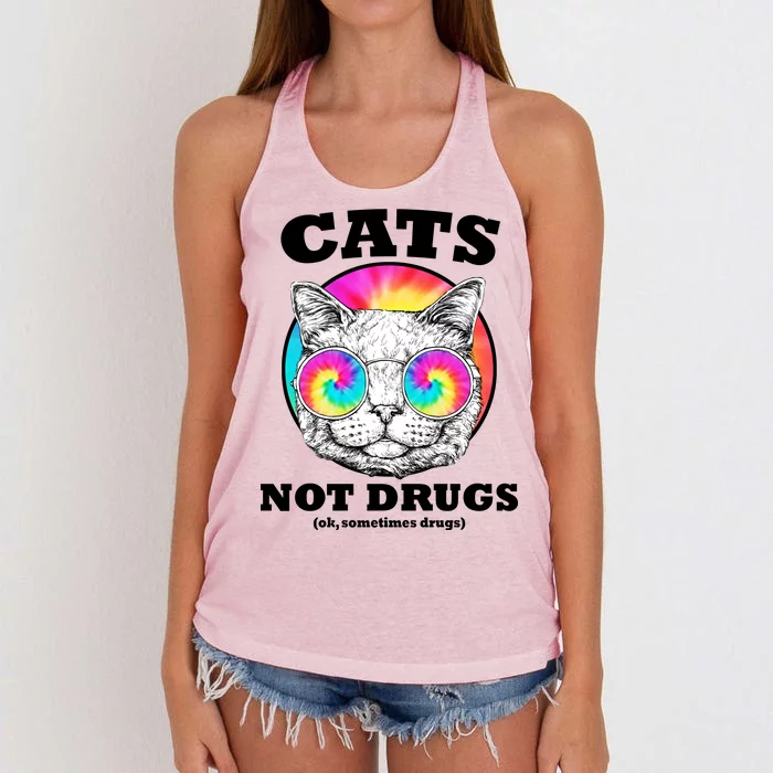 Cats Not Drugs Ok Sometimes Drugs Women's Knotted Racerback Tank