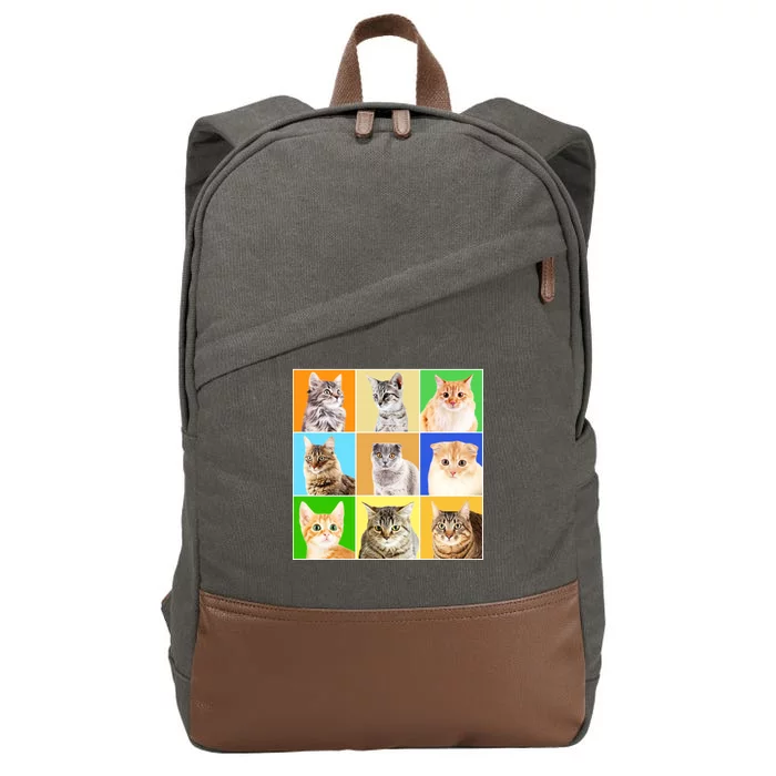 Cats Photo Portraits Collage Cotton Canvas Backpack