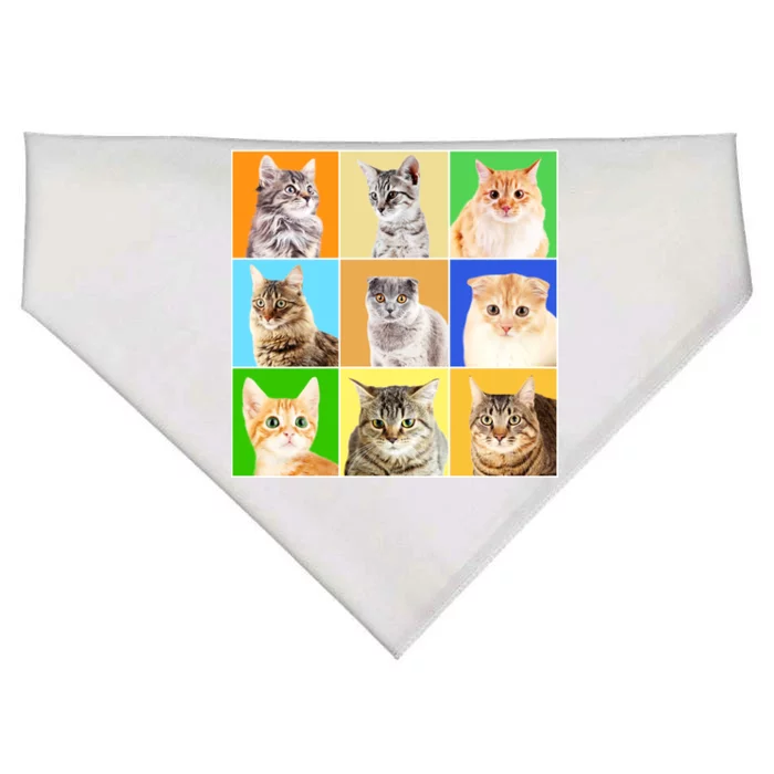 Cats Photo Portraits Collage USA-Made Doggie Bandana