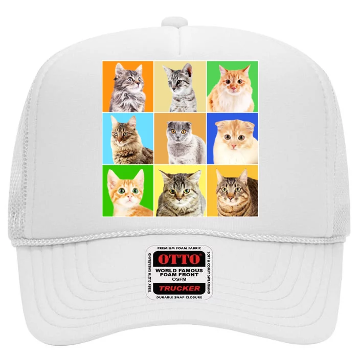 Cats Photo Portraits Collage High Crown Mesh Trucker Hat