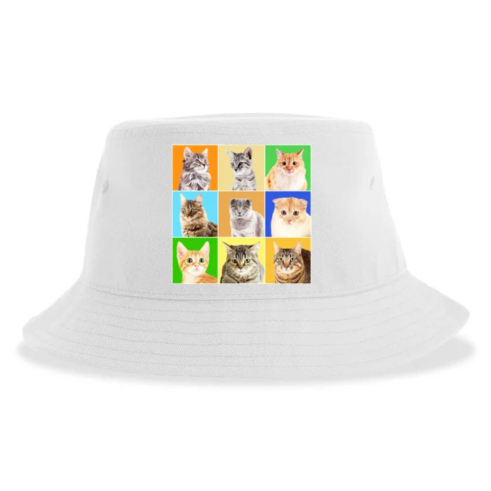 Cats Photo Portraits Collage Sustainable Bucket Hat