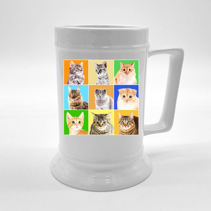 Cats Photo Portraits Collage Front & Back Beer Stein