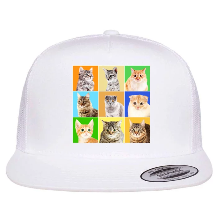 Cats Photo Portraits Collage Flat Bill Trucker Hat