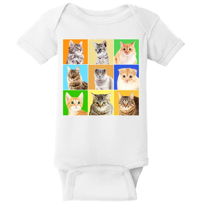 Cats Photo Portraits Collage Baby Bodysuit