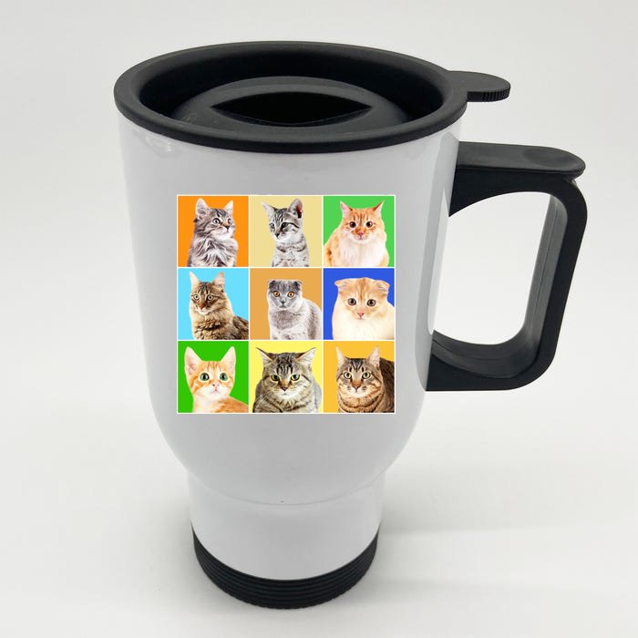 Cats Photo Portraits Collage Front & Back Stainless Steel Travel Mug